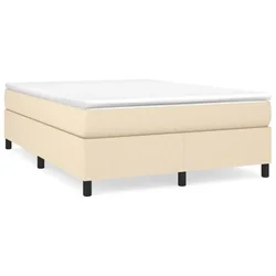 Vidaxl Box spring postelja z vzmetnico krem 140x190 cm blago