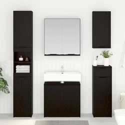 Set ormarića za kupaonicu 2 pcs Crni hrast Konstruirano drvo