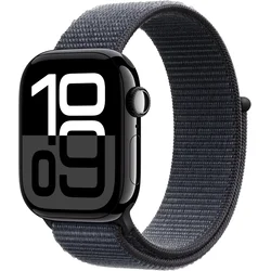 Apple Watch Series 10 [GPS 42mm case] Smartwatch with Jet Black Aluminium Case with Ink Sport Loop. Fitness Tracker, ECG App, Always-On Retina Display, Carbon Neutral