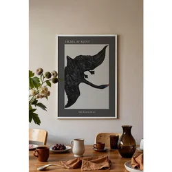 WallXpert uramljena slika 115208, The Black Swan Hilme af Klint, crni labud u letu, 30 x 40 cm, beli ram