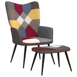 Stolica za opuštanje s osloncem za noge patchwork od tkanine