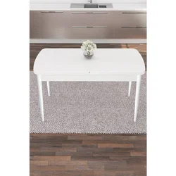 Hanah Home trpezarijski sto na razvlačenje Nex, 132 × 80 cm (razvučen 170 cm), bela ploča, bele noge
