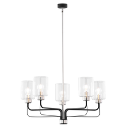 Jupiter 1884 - Luster na štangi CERES 5xE27/15W/230V mat hrom/crna