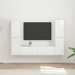 Set TV komoda 6 pcs Visoki sjaj bijela Konstruirano drvo