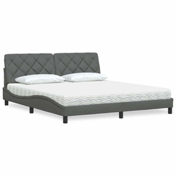 vidaXL Postelja z vzmetnico temno siva 180x200 cm blago