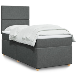 vidaXL Box spring postelja z vzmetnico temno siva 90x190 cm blago