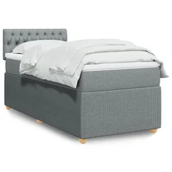 Vidaxl Box spring postelja z vzmetnico svetlo siva 90x190 cm blago