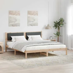 Krevetna konstrukcija s uzglavljem Tamno siva 200 x 200 cm