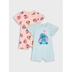 Sinsay - 2-pack pamučni rampers sa printom Minnie and Stitch - bledoplavo