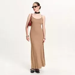 Cropp - Glatka maxi haljina - BEŽ