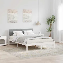 Okvir kreveta s uzglavljem Bijela i svijetlosiva 140 x 200 cm