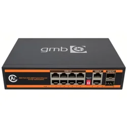GEMBIRD GMB POE-GS1010PS2 Switch, IEEE802.3af/at, 8 PoE 100/1000M, 2 UP-Link 100/1000M +2 SFP port, 52V 150W