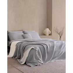 Madame Coco Set posteljine Pivoine, 200x220cm, 8 delova, Sivi