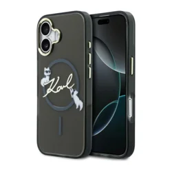 Maska Karl Lagerfeld IML Choupettes Karl Script Logo MagSafe za iPhone 17 crna