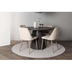 Venture Design Jedilna miza in stol komplet, okrogla miza 120x75 cm, stoli 56x87x49 cm, rjava