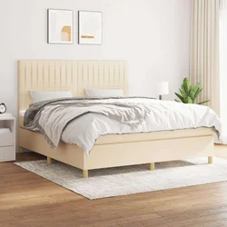 Den Box spring postelja z vzmetnico krem 180x200 cm blago
