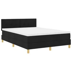 Vidaxl LED Box Spring Postelja z LED trakami Črna 140 x 200 cm blago