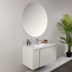 HANAH HOME Kupatilski ormarić sa umivaonikom i ogledalom (2 komada) Future Bianco