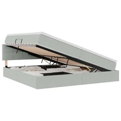 Krevet s od storage Svijetlo siva 200 x 200 cm Baršun