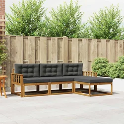 Set vanjskih sofa s jastukom 4 pcs Prirodna i antracit