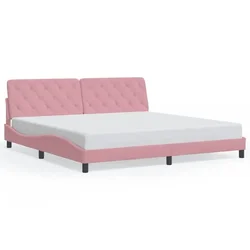 Vidaxl Posteljni okvir brez vzmetnice roza 200x200 cm žamet