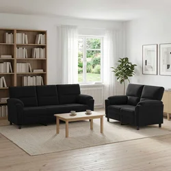 vidaXL Kavčna garnitura 2 pcs Črna Žamet