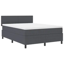 Vidaxl LED Box Spring Postelja Temno siva in bela 140 x 190 cm