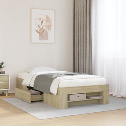 vidaXL Posteljni okvir sonoma hrast 75x190 cm inženirski les