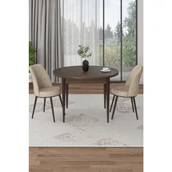 Hanah Home trpezarijski set Tor, sto i 2 stolice, ploča u dekoru drveta Baroque, krem tkanina Babyface