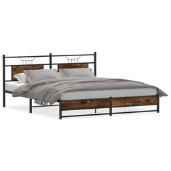 Vidaxl Kovinski posteljni okvir brez vzmetnice dimljen hrast 180x200cm