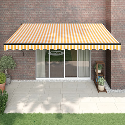 Tenda na uvlačenje žuto-bijela 4 x 3 m od tkanine i aluminija