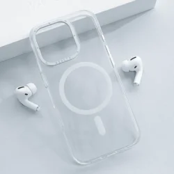Maska za telefon Berlia Crystal Armor Magnetic za iPhone 16 Pro Max, Providna, Bela
