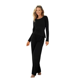 Cupshe Pižama Long Sleeve črna