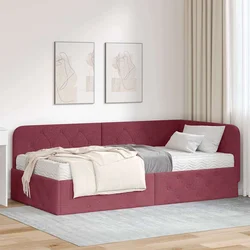 Kutni okvir kreveta Vinska crvena 90 x 200 cm tkanina