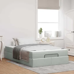 Okvir kreveta s madracem 2 pcs Svjetlosiva Baršun