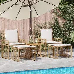 Set vanjskog namještaja 5 pcs Prirodna i krema bijela