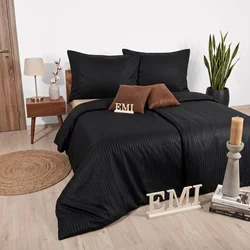 Posteljnina Black damast saten EMI