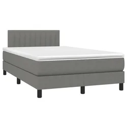 Vidaxl Box spring postelja z vzmetnico temno siva 120x190 cm blago