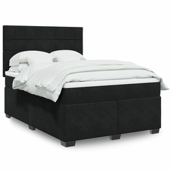 Vidaxl Box spring postelja z vzmetnico črna 140x200 cm žamet