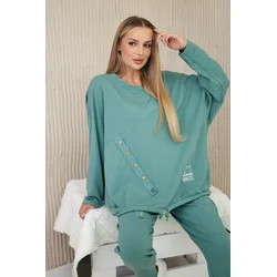 Kesi Włoski Oversize cotton set sweatshirt + pants dark mint