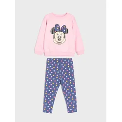 Sinsay - Pamučni komplet: dukserica i helanke Minnie Mouse - pastelno roze