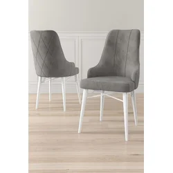 Hanah Home Set stolica Neta, 46x95x42 cm, 6 komada, Sivo-bele