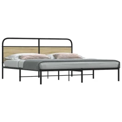 vidaXL Kovinski posteljni okvir brez vzmetnice sonoma hrast 180x200 cm
