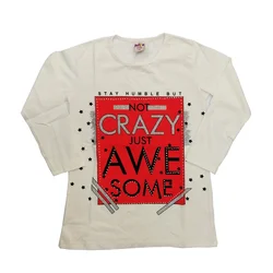 VRABAC Majica dugih rukava za devojčice Not crazy, Bež