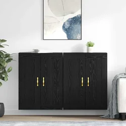 Kabinetski zidni Zidne 2 pcs Crni hrast 69,5 x 34 x 90 cm