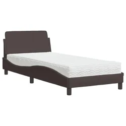Vidaxl Postelja z vzmetnico Dover temno rjava 90x200 cm blago