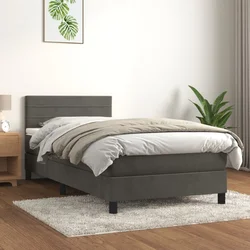 Box spring krevet s madracem tamnosivi 80 x 200 cm baršunasti