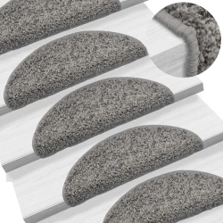 Prostirke za stepenice 10 kom 56x17x3 cm sive poluokrugle