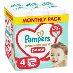 Pampers pants pel.prem.care month.S4 9-15kg124kom