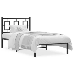 Vidaxl Kovinski posteljni okvir z vzglavjem črn 90x200 cm